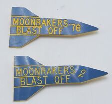 Vintage 1976 Moonrakers Blast Off Pinback Plastic Buttons Rocket Moon NASA Space picture