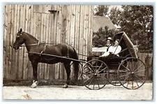 c1910's Horse And Buggy Old Man Woman RPPC Photo Unposted Antique Postcard picture