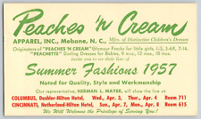 Advert Postcard~ 1957 Summer Fashion~ Peaches 'N Cream Apparel Inc, Mebane, NC picture