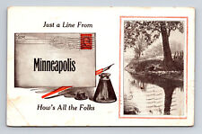 Just a Line From Minneapolis MN How's All the Folks MN Postcard picture
