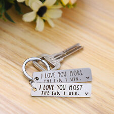 2 Pcs Steel Keychain I Love You More Most The End I Win Couples Novelty Keyring  picture