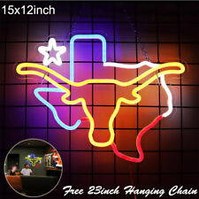 TEXAS Longhorn LED Neon Light Sign USB Powered for Man Cave Room Bar Wall Decor picture