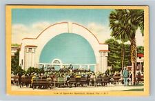 Deland FL, View Of Open Air Bandshell, Linen Florida c1947 Postcard picture
