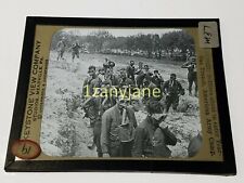 HISTORIC Magic Lantern GLASS Slide LEM SOLDIERS ENTER TEAR GAS TRENCH AMERICAN picture