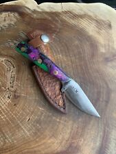 Hand Forged Purple Burl Green Resin EDC Knife picture