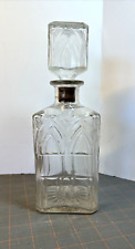 Vintage Depression Era Glass Liquor Decanter Square -  9.5”X4” picture