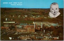 Fremont, Michigan Advertising Postcard GERBER BABY FOOD PLANT Aerial View c1960s picture