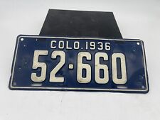 Vintage 1936 Colorado License Plate # 52-660 picture