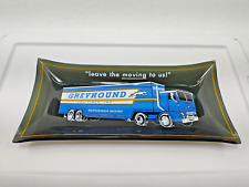 Vintage MCM GREYHOUND Van Lines Trucking Bus Large Glass Trinket Tray-Ash Tray picture