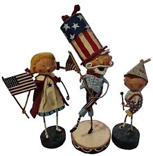 3 Lori Mitchell Patriotic Figures Lot Baton Boy Flag Girl Bandstand Uncle Sam picture