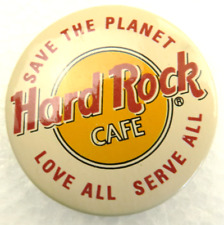Vintage Hard Rock Cafe Pinback Pin Love Serve All Save Planet Lapel Hat Bag Gear picture