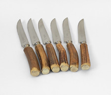 6 Vintage Gregory Bros Cutlers Steak Knives Stainless & Antler/ Horn Handle 60s picture
