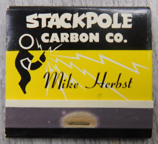 Stackpole Carbon Co. Mike Herbst Front Strike Full Unstruck Vintage Matchbook Ad picture