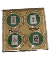 Set Of 4 Luminarc Card Party Playing Card Glass Coasters 4