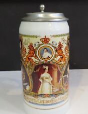 VTG Gerz German Ceramic Porcelain Pewter Lidded Beer Stein 1810-1910 Octoberfest picture