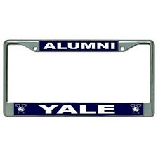 YALE ALUMNI BLUE METAL CAR LICENSE PLATE FRAME MADE IN USA picture