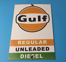 Vintage Gulf Gasoline Sign - Porcelain Octane Type Gas Pump Service Station Sign picture
