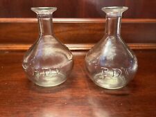 Set of 2 Vintage Embossed Glass Potion Bottles with Markings BDV (and symbols) picture