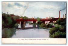 c1910 Fox River North Hurds Island Locomotive Train Aurora Illinois IL Postcard picture