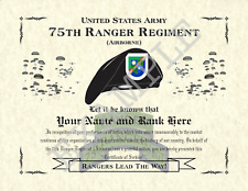 75th Ranger Regiment (A) Personalized Art Print 8.5 x 11 (BLK) (TAB/SCROLL) picture