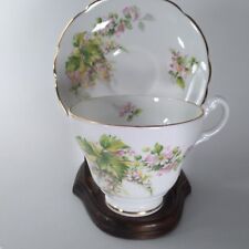 Vintage Regency Bone China Tea Cup And Saucer Pink White Flowers and Greenery picture