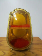  Antique French Ormolu VITRINE Jewelry Trinket Vanity Box Casket Beveled Glass  picture