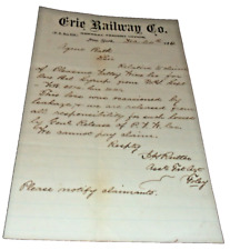 DECEMBER 1868 ERIE RAILWAY BATH, NEW YORK FREIGHT AGENT CORRESPONDENCE picture