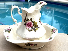 Vintage Pitcher and Basin Bowl set Rose Design Made in England Great Condition picture