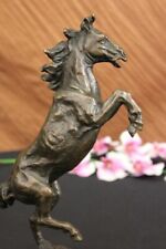 Vintage Rearing Horse English Saddle Bronze Sculpture Figurine Statue Decor Deal picture