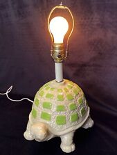1970s Funky Mod Turtle Tortoise Pottery Table Lamp, Retro MCM Light, Lime Green picture