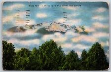 PIKES PEAK ALTITUDE 14,110 FT. AMONG THE CLOUDS POSTED 10/6/1953 POSTCARD picture