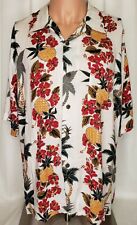 Hawaiian Shirt Ocean Current Pineapples Palm Hibiscus 100% Rayon Size XL Aloha picture