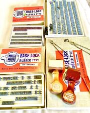 Vintage STAMP LoT 50s Base Lock LETTERs Numbers Box SET Rubber SUPERIOR Wooden picture