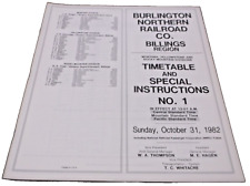 OCTOBER 1982 BURLINGTON NORTHERN BILLINGS REGION EMPLOYEE TIMETABLE #1 picture