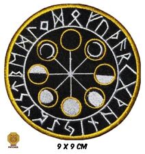 VIKING MOON PHASE COMPASS PATCH , NORDIC RUNE IRON OR SEW ON  EMBROIDERED BADGE picture
