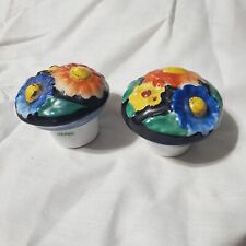 Vintage Salt And Pepper Shakers Ceramic Flower Design Signed Japan Colorful picture