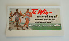 Rare 1940s Anti Racism Racial and Religious Bias Sports Ad Ink Blotter Unused picture