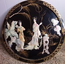Vtg Lacquer Mother of Pearl 3D Wall Panel Asian Lady's  17 5/8