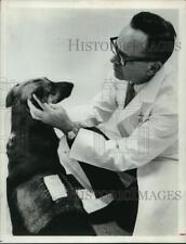 1966 Press Photo Dr. C.W. Hall and test dog with artificial skin. - hcp57583 picture