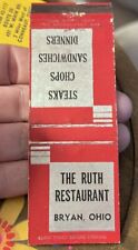 Matchbook Cover The Ruth Restaurant Bryan Ohio picture