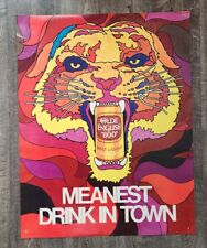 Olde English 800 Malt Liquor Beer Poster Meanest Drink In Town Psychadelic Tiger picture
