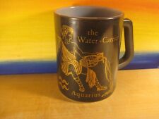 Aquarius The Water Carrier Federal Milk Glass Zodiac Sign Goldtone/Black Glz Mug picture