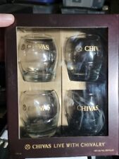 Set of (4) Chivas Live With Chivalry Tumblers Rocks glasses Scotch Open Box picture