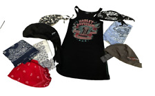 8) HARLEY DAVIDSON WOMEN'S SKULL CAPS DOO RAGS and SIZE SMALL TANK TOP SHIRT LOT picture