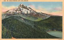 Postcard OR Mt Hood showing Lost Lake Oregon 1937 Linen Vintage PC H7863 picture