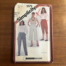 Vintage Simplicity 5572 SEWING Pattern Pleated Pants Two Lengths Knickers Sz 14 picture