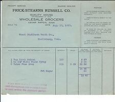 ME-102 - Cedar Rapids, Iowa, August 10, 1910 Invoice Frick Stearns Russell Co picture