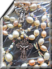 Estate Pearl Rosary Sterling SIlver picture