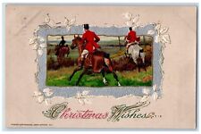 1912 Christmas Wishes Hunting Horseback John Winsch Artist Signed Postcard picture