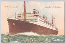 Postcard Steamship Ship SS Manhattan Vintage Antique Unposted 1930s picture